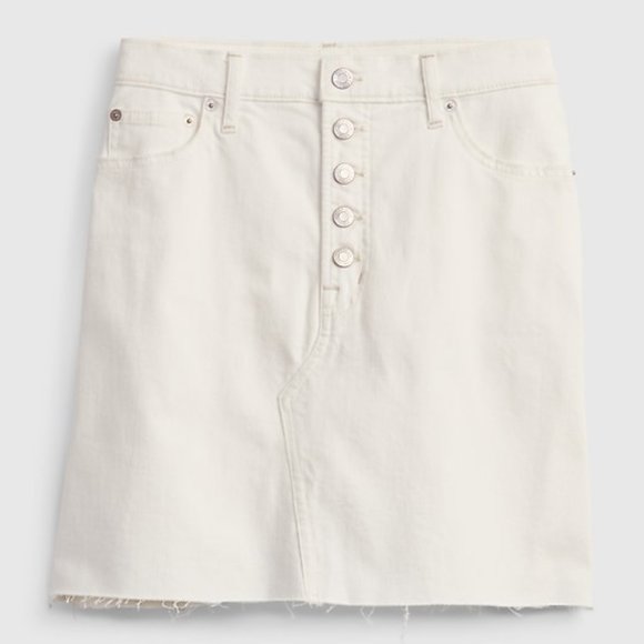 White High Rise Denim Skirt with Washwell™ - Picture 2 of 5